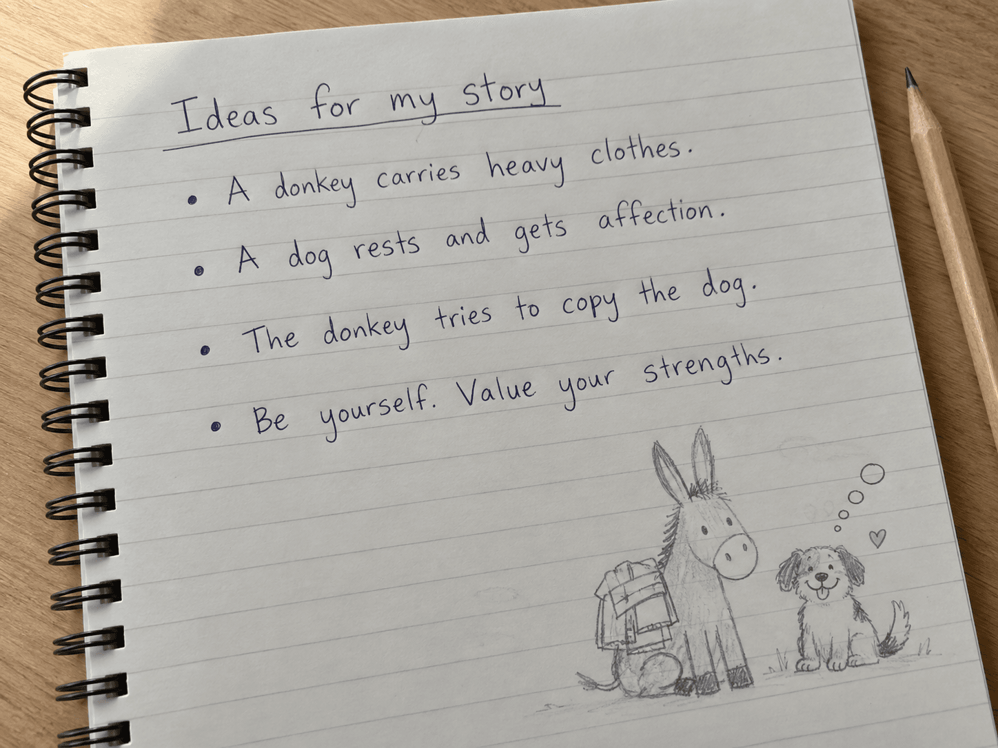 A student’s first story ideas